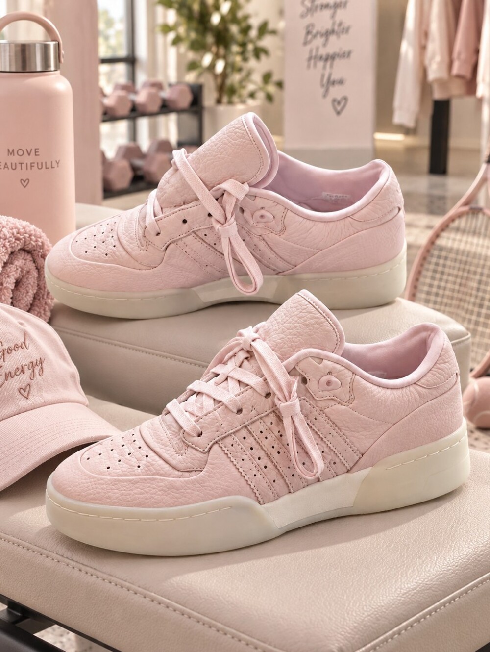Adidas Rivalry Lux Low Sandy Pink Ivory Leather Sneakers Women’s 8.5 NWT